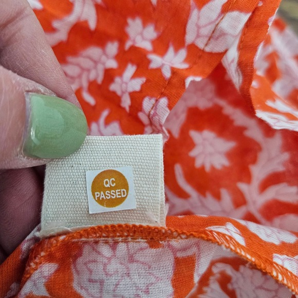 Orange Floral Puff Sleeve Peasant Blouse Women's small babydoll Festival whimsi - Picture 8 of 10